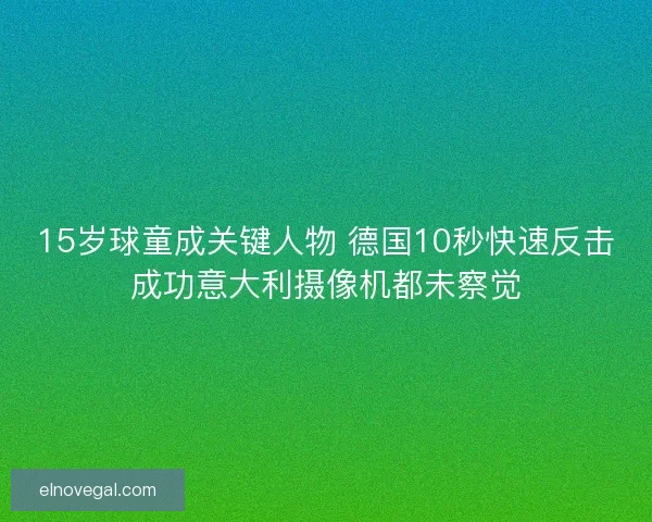 15岁球童成关键人物 德国10秒快速反击成功意大利摄像机都未察觉