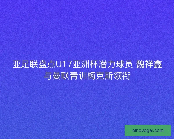 亚足联盘点U17亚洲杯潜力球员 魏祥鑫与曼联青训梅克斯领衔