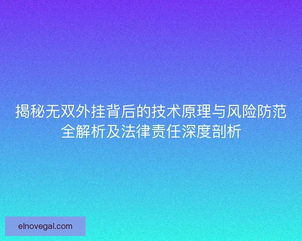 揭秘无双外挂背后的技术原理与风险防范全解析及法律责任深度剖析
